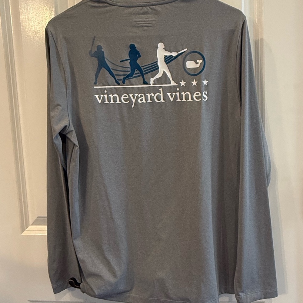 Vineyard Vines Performance Long Sleeve Tee Youth XL 18 Gray Baseball Graphic - Picture 4 of 5